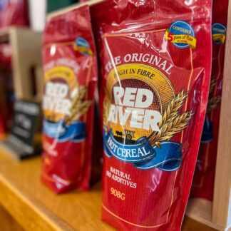 Photograph of a 908-gram bag of Red River Cereal from Arva Flour Mill.