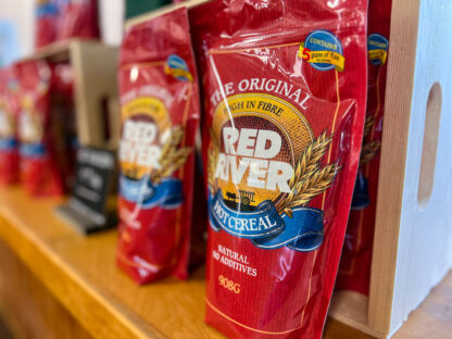 Photograph of a 908-gram bag of Red River Cereal from Arva Flour Mill.